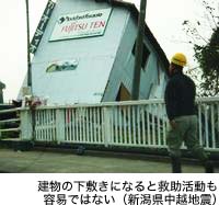 建物の下敷きになると救助活動も容易ではない(新潟県中越地震)